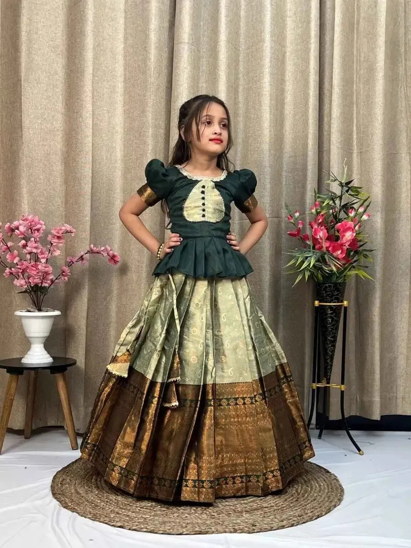 Kid’s Litchi Silk Lehangas