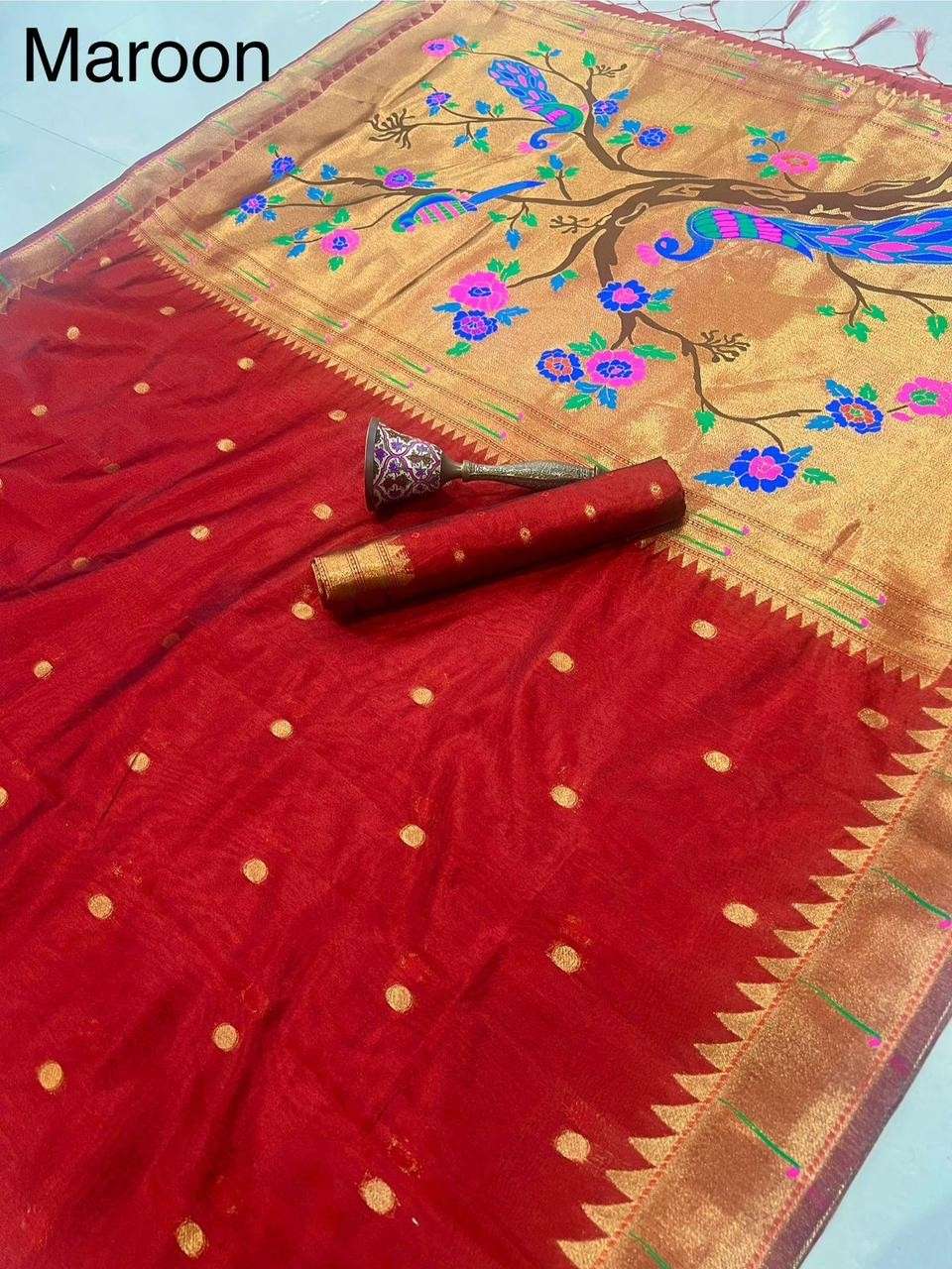 Khadi Raw Silk Paithani Sarees