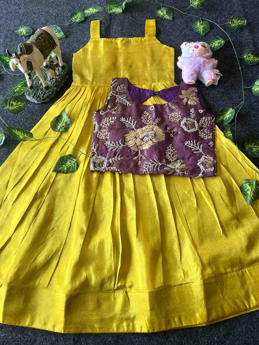 Kids Viscose tissue gown – Orange, Lavender, Yellow – 1 to 15 years – Arhas Couture