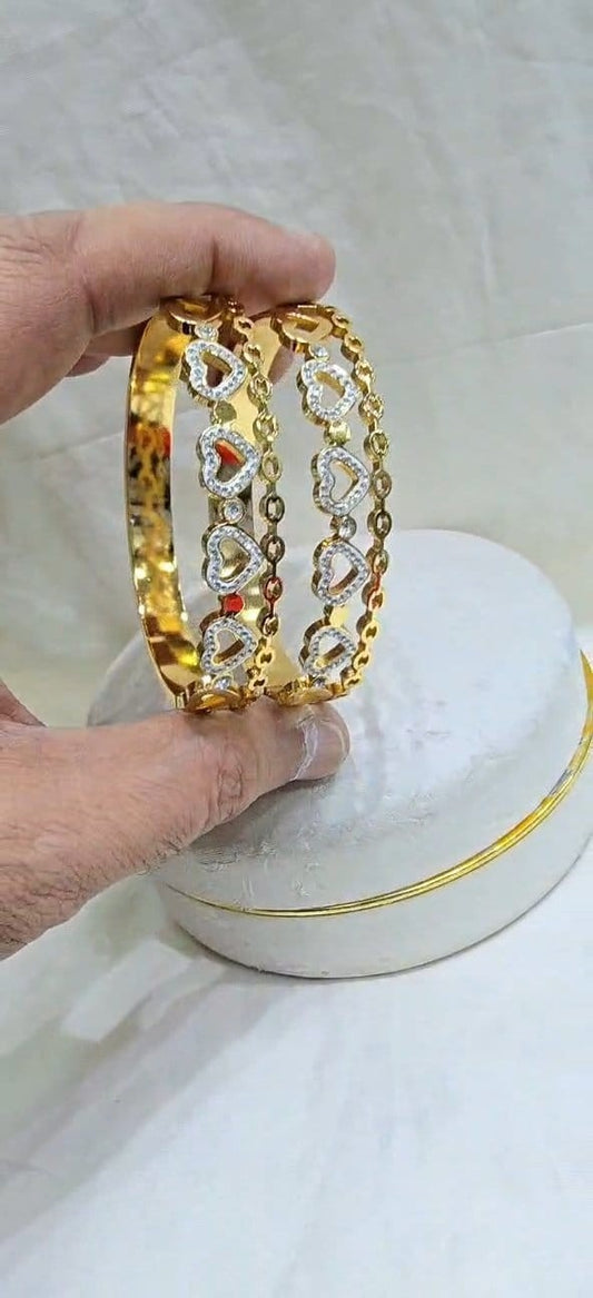 Diamond-Accented Heart Bangles