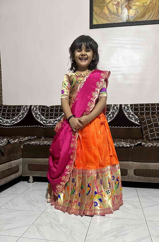 Kid's Paithani Silk Lehengas