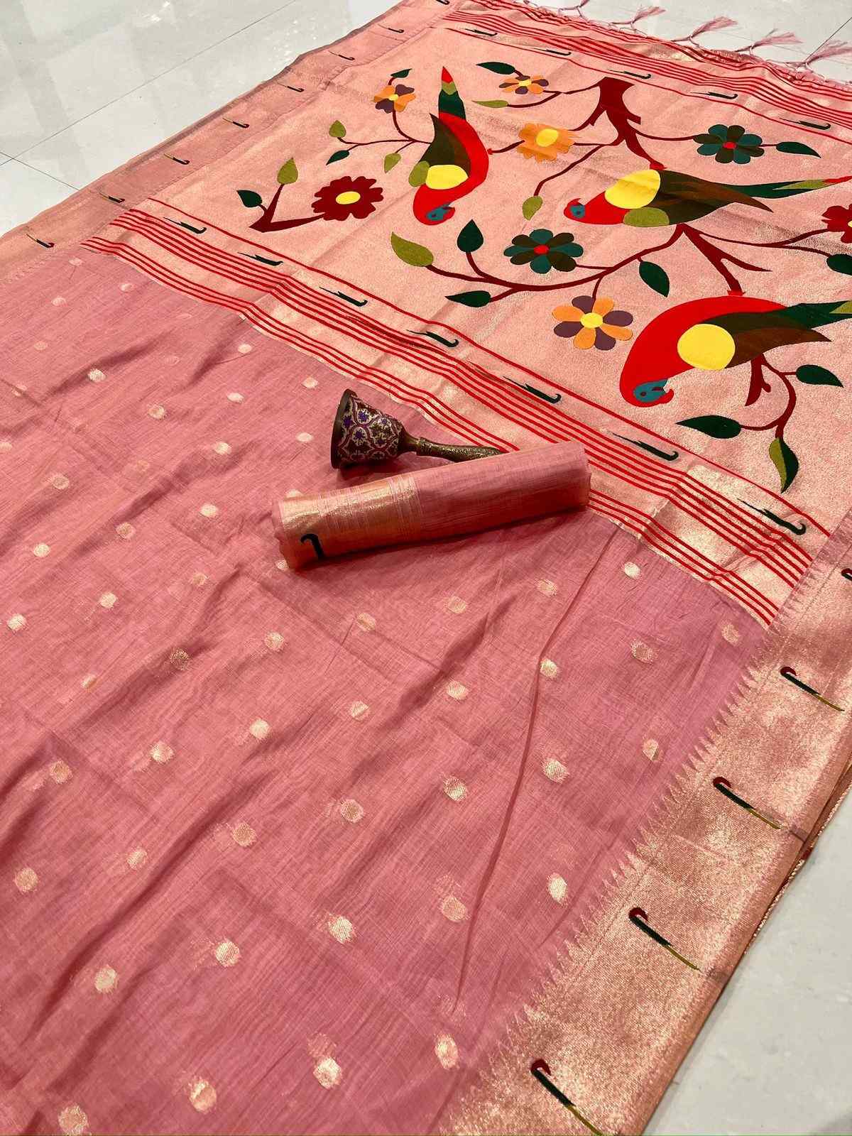 Munga Cotton Paithani Sarees