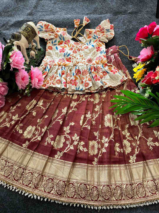 Kid's Tissue Silk Lehenga
