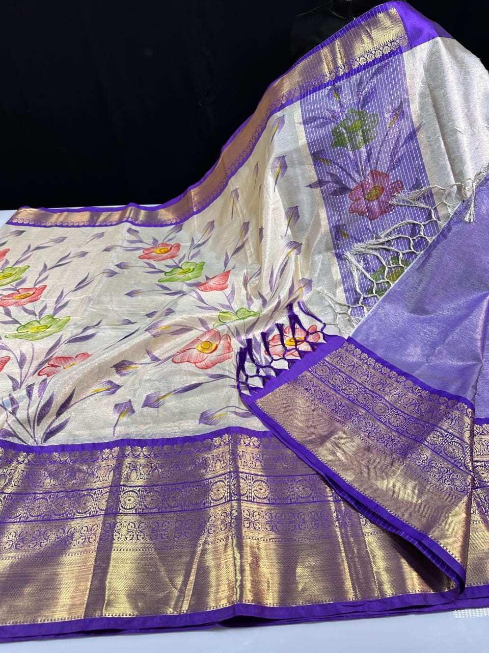 Hand Painted Banarasi Tissue Silk Sarees