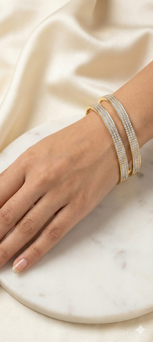 Sleek Pave Diamond Look Bangles