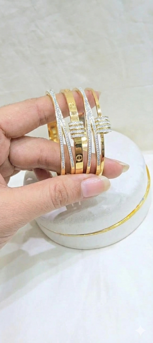 Layered Gold Cuff Bangles