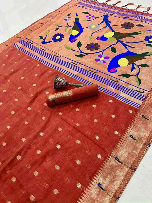 Munga Cotton Paithani Sarees