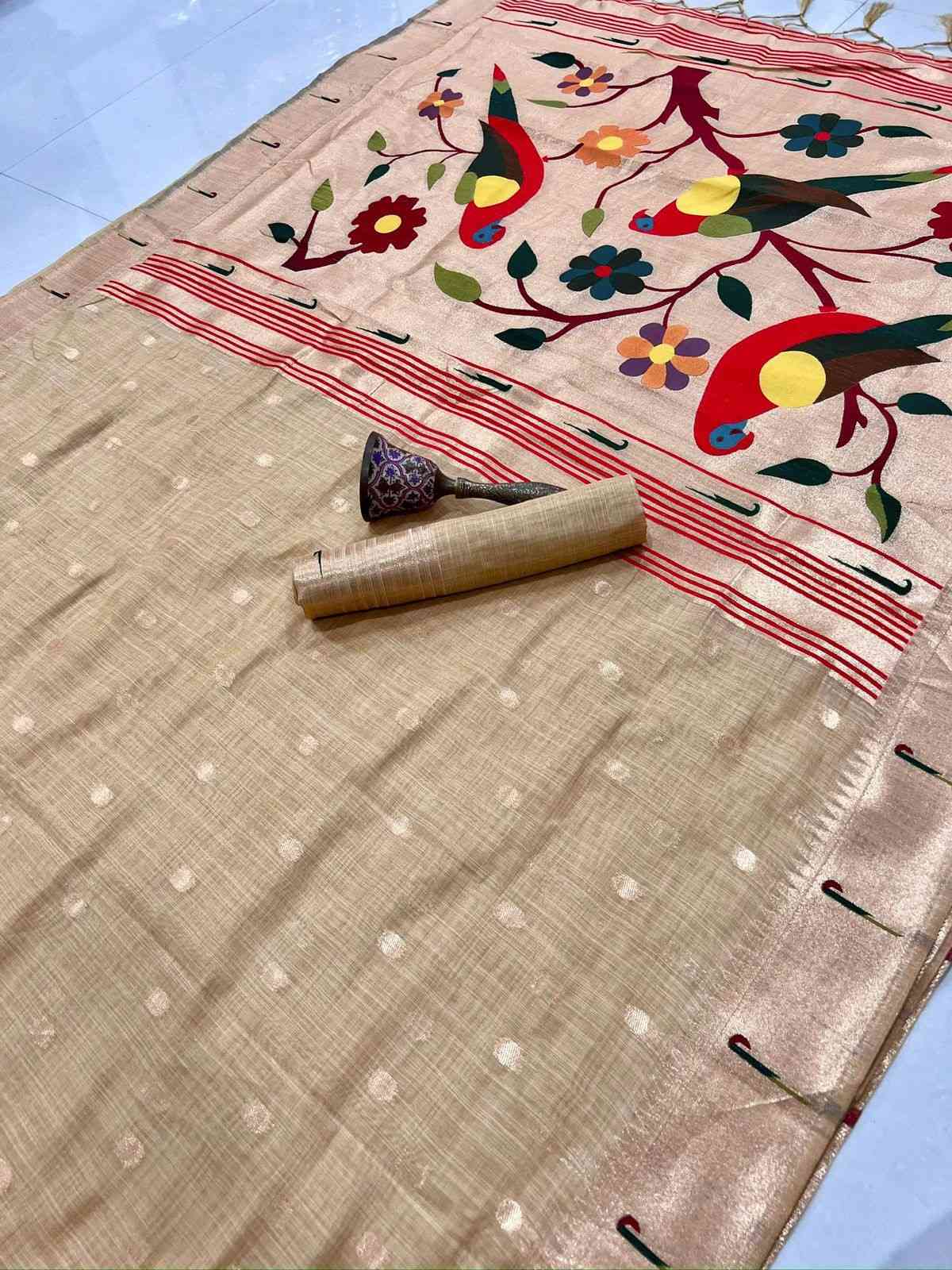 Munga Cotton Paithani Sarees