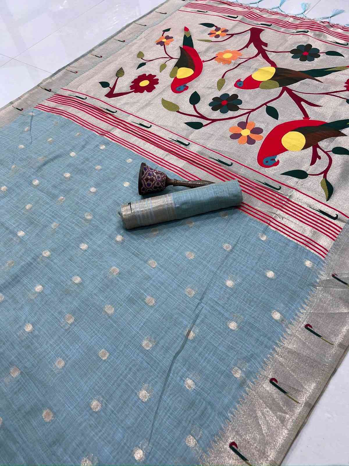 Munga Cotton Paithani Sarees