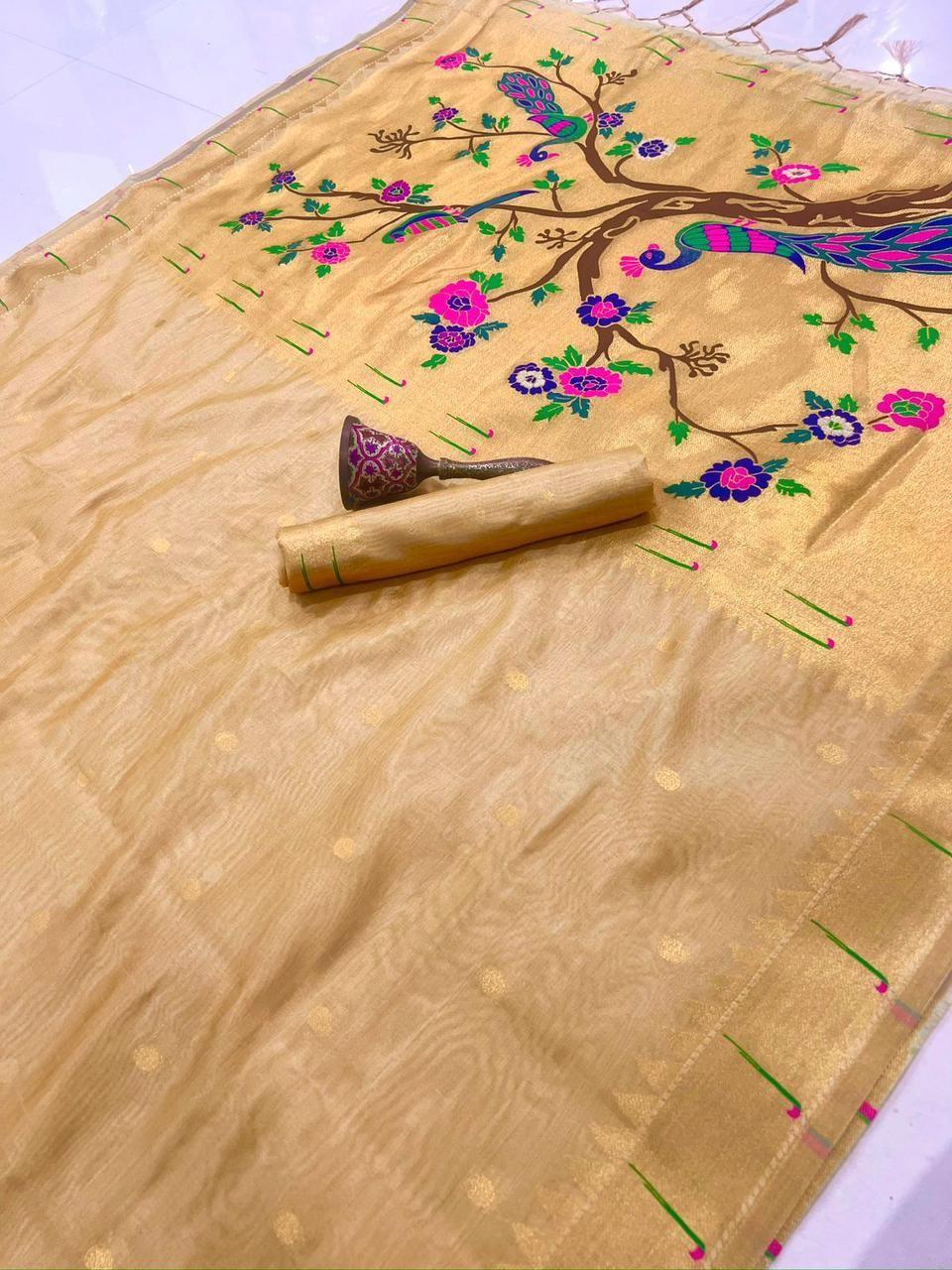 Khadi Raw Silk Paithani Sarees