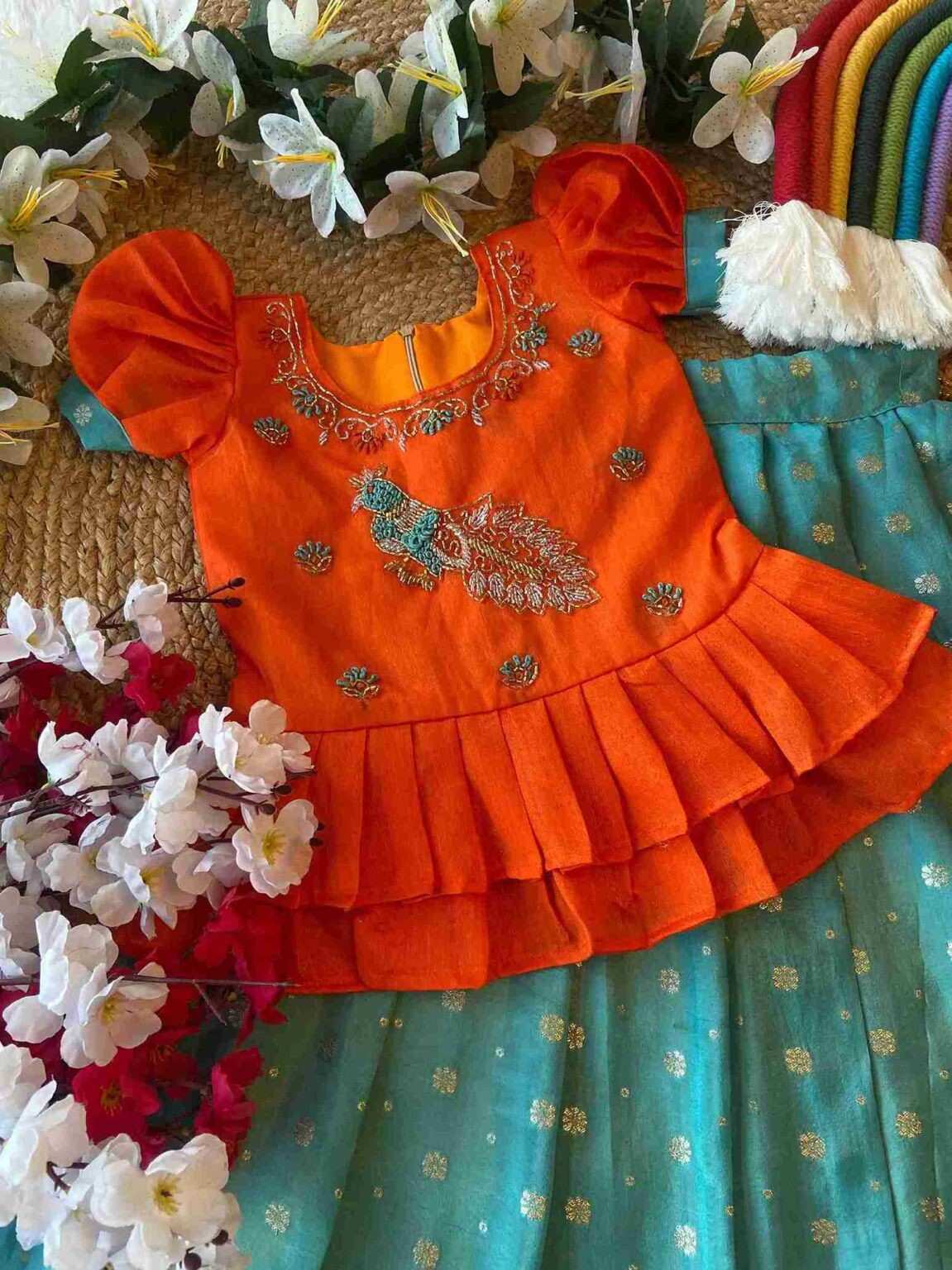 Kid’s Viscose Banarasi Tissue Lehenga