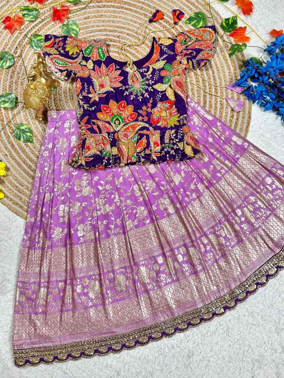 Kid's Natural Crepe Silk Lehenga