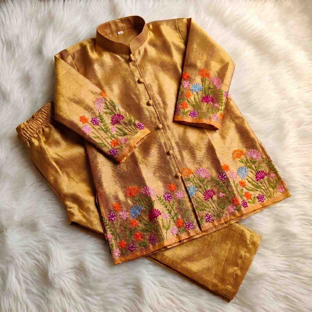 Multicolour Banarasi Silk Family Outfits
