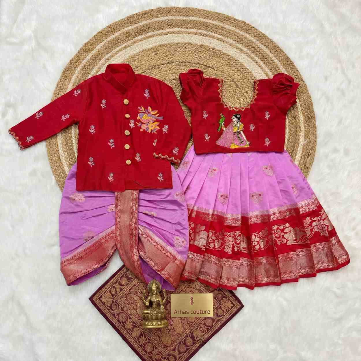 Banarasi silk family outfits by Arhas Couture