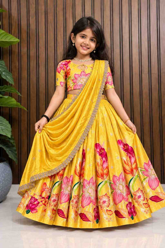 Kid's Digital Print Silk Lehengas