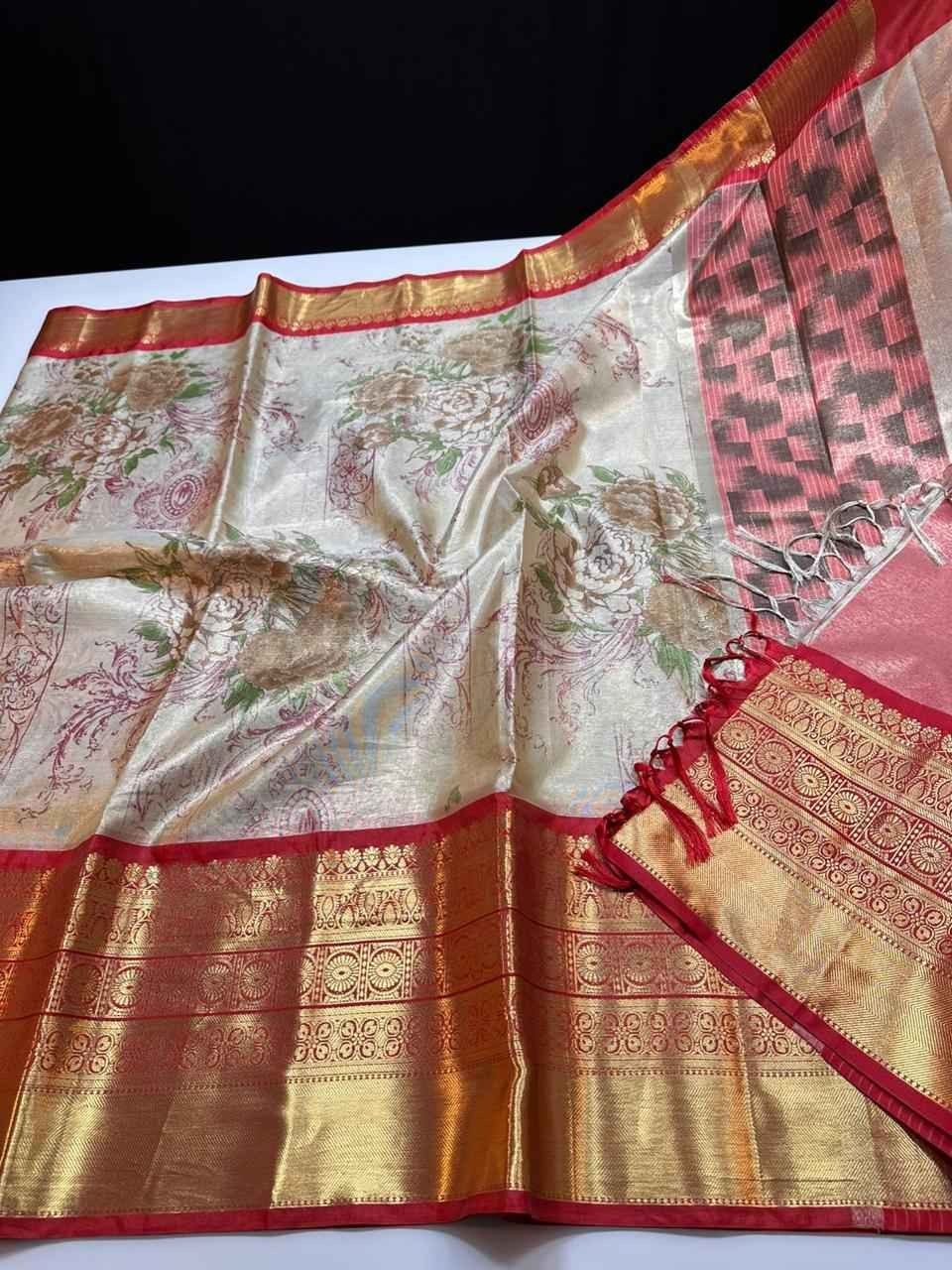 Brush Painted Banarasi Tissue Silk Sarees