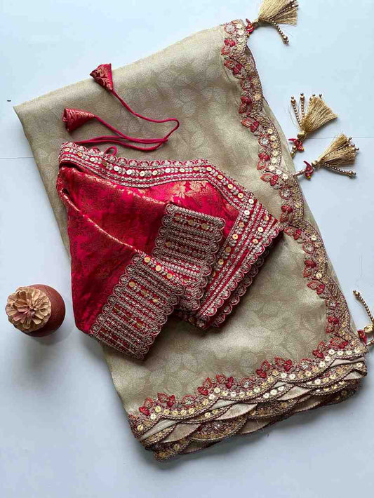 Dola Silk Scalloped Saree