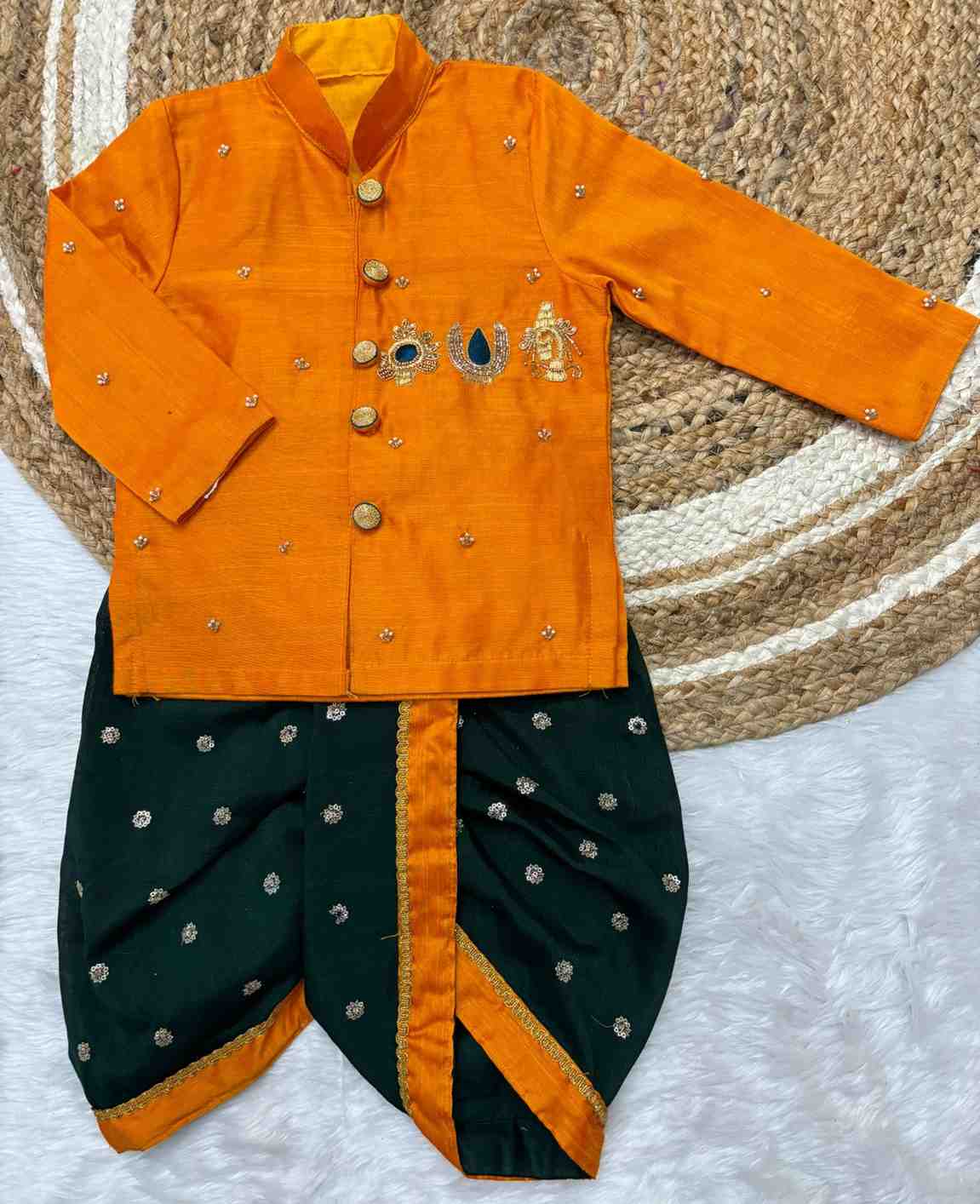 Raw Silk Dhothi Set Family Outfit