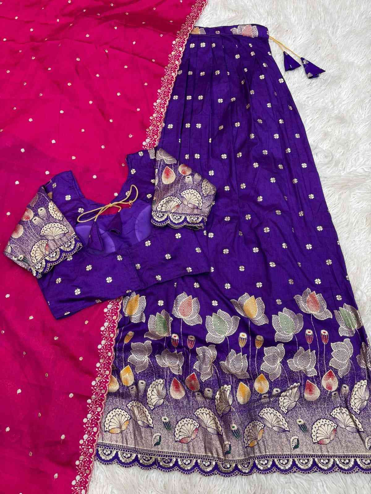 Jaquard Cut Work Lehengas
