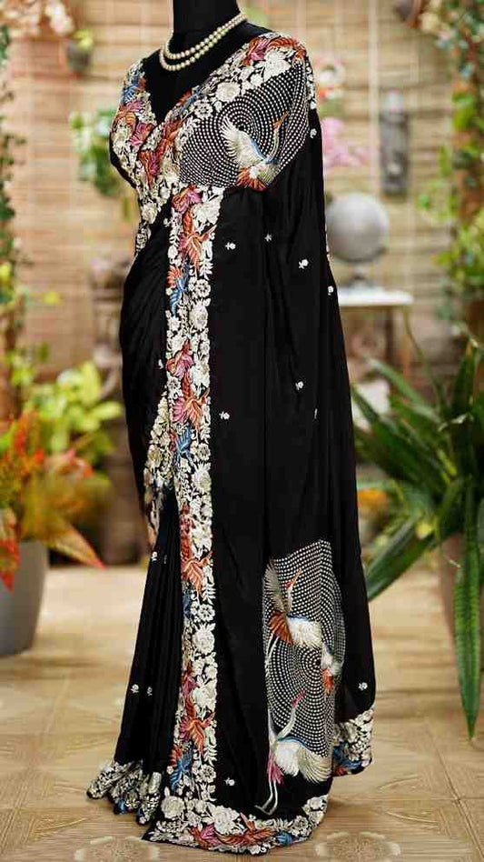 Crepe Silk Embroidery Sarees