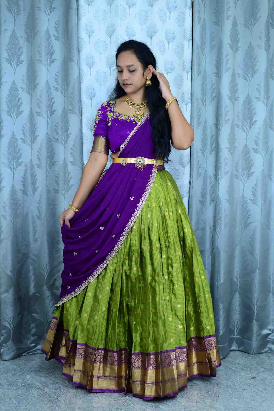 Soft semi Kanchi family outfits by Arhas Couture
