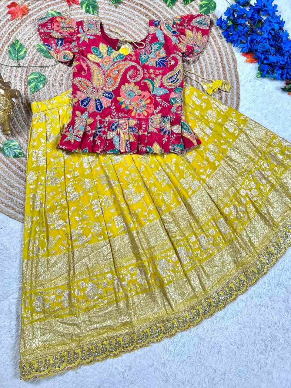 Kid's Natural Crepe Silk Lehenga