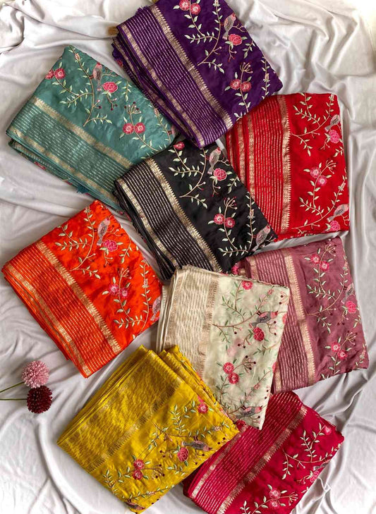 Embroidery Viscose Sarees