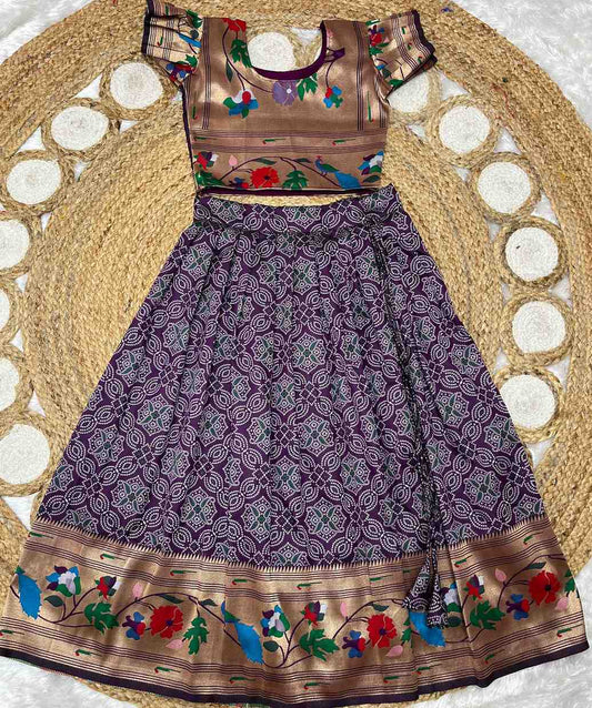 Kid's Paithani Bhandini Lehengas