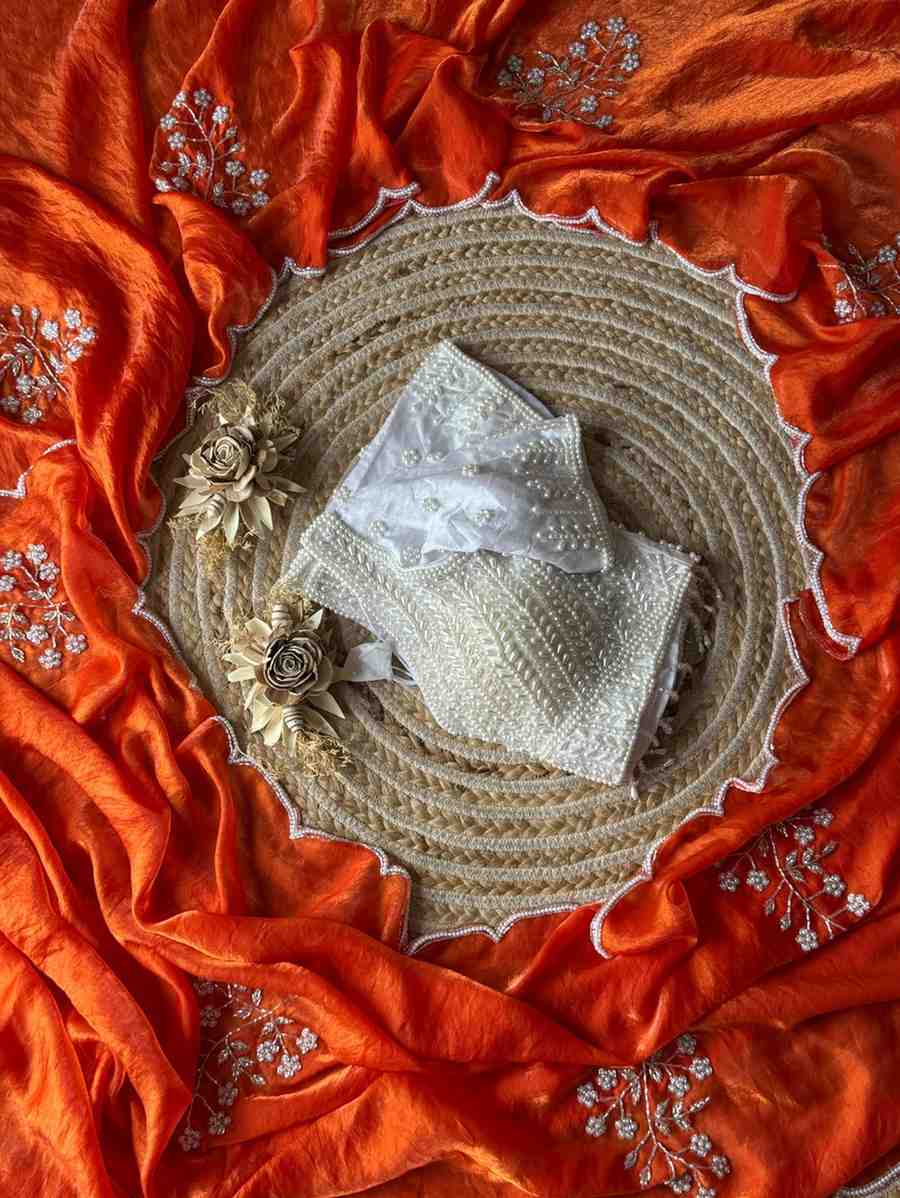 Fancy space silk handwork sarees by Arhas Couture
