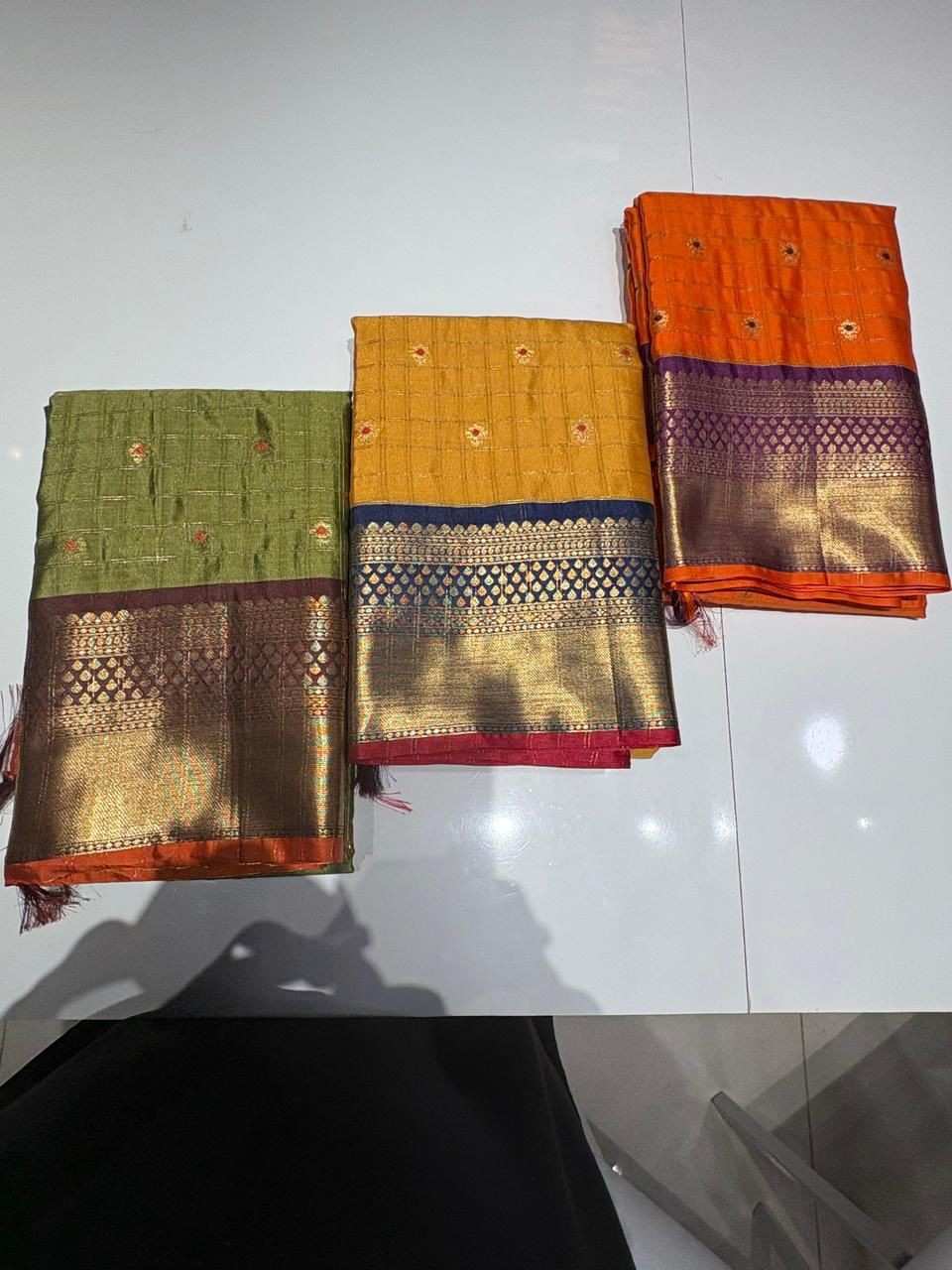 Soft Gadwal silk family outfits by Arhas Couture
