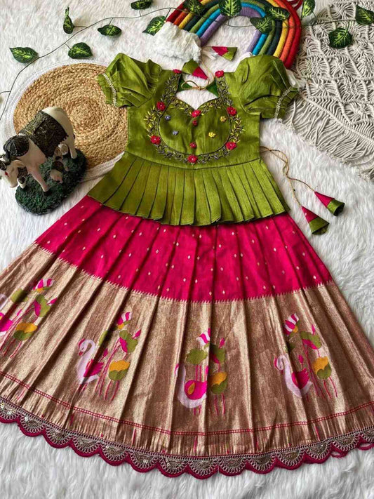 Kid’s Dola Paithani Silk Lehenga