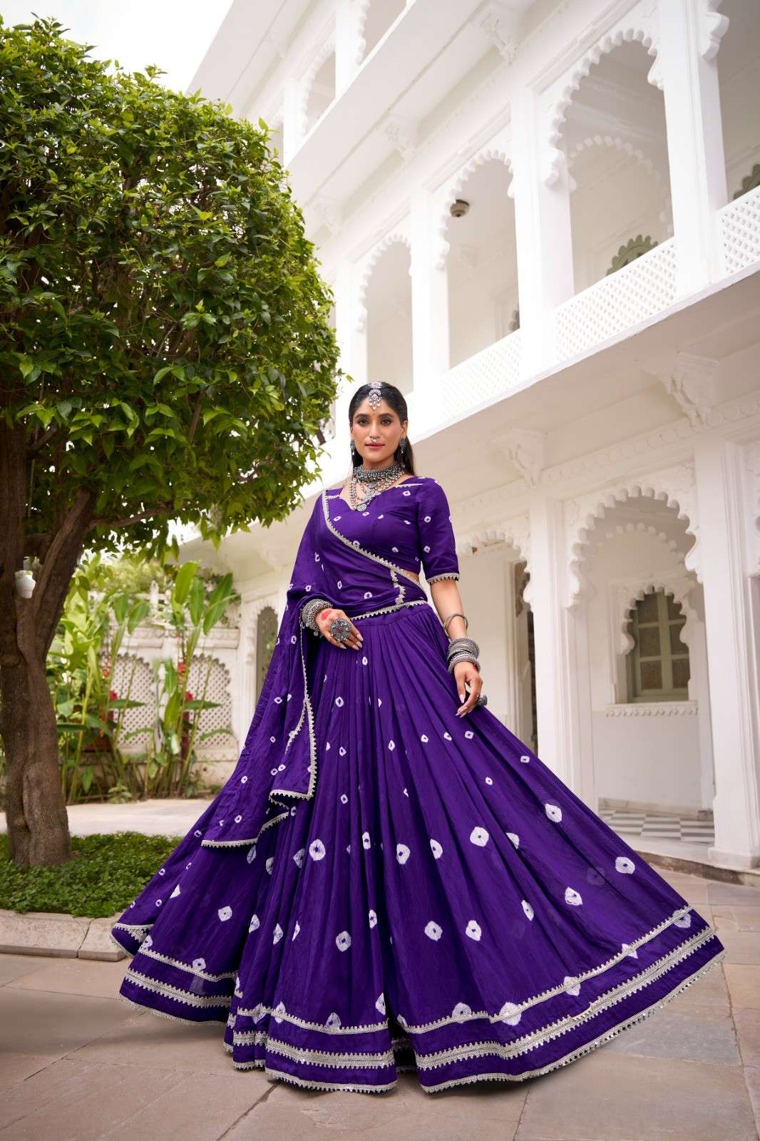 Chanderi Bhandini Lehengas