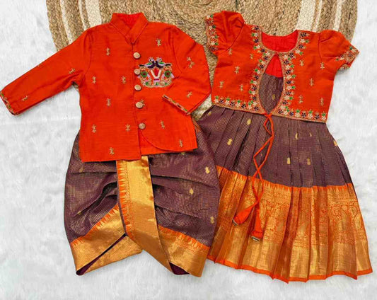 Gadwal silk family outfit – 5 colours – full family – Arhas Couture