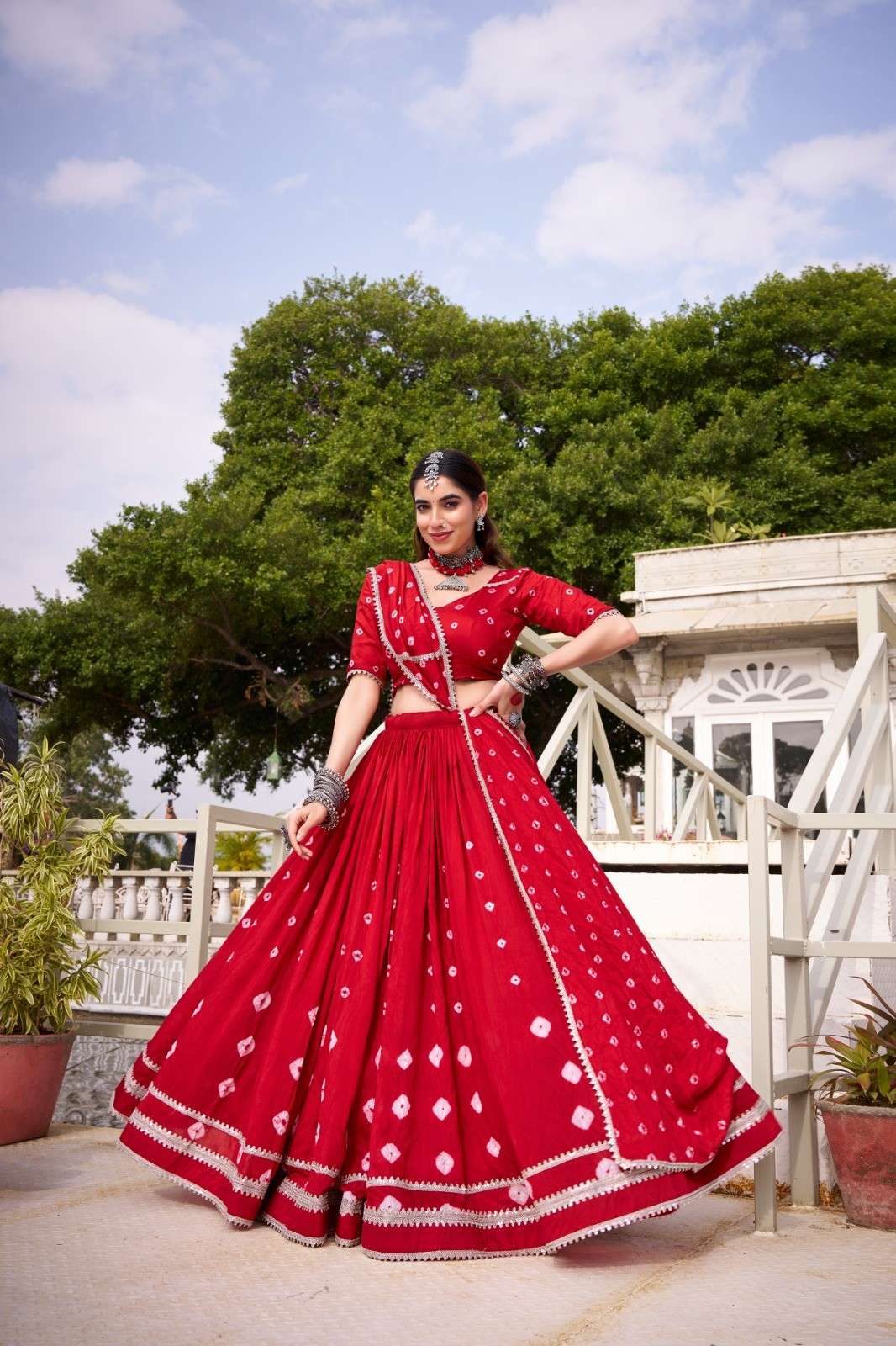 Chanderi Bhandini Lehengas