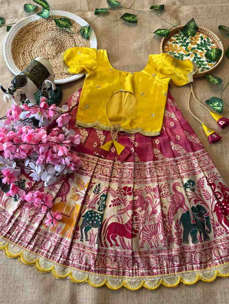 Kids Banarasi tissue silk lehengas by Arhas Couture
