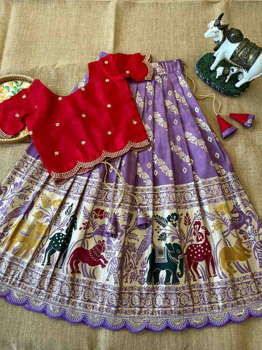 Kid's Banarasi Tissue Silk Lehengas