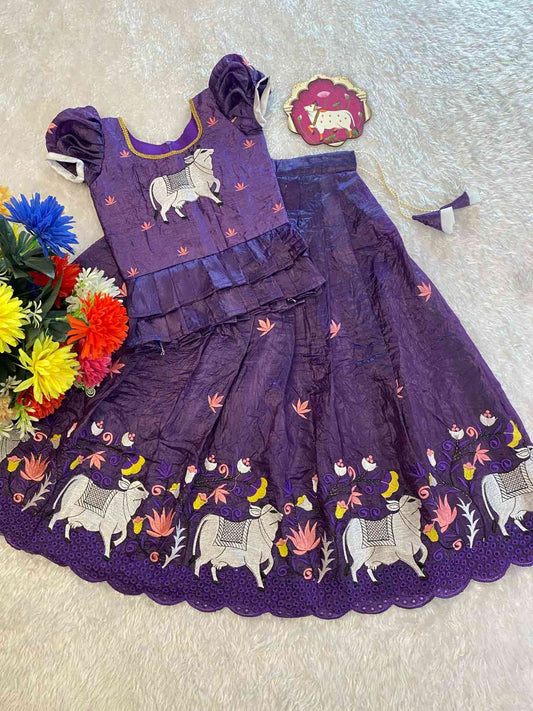 Kid's Pichwai Soft Crush Lehengas