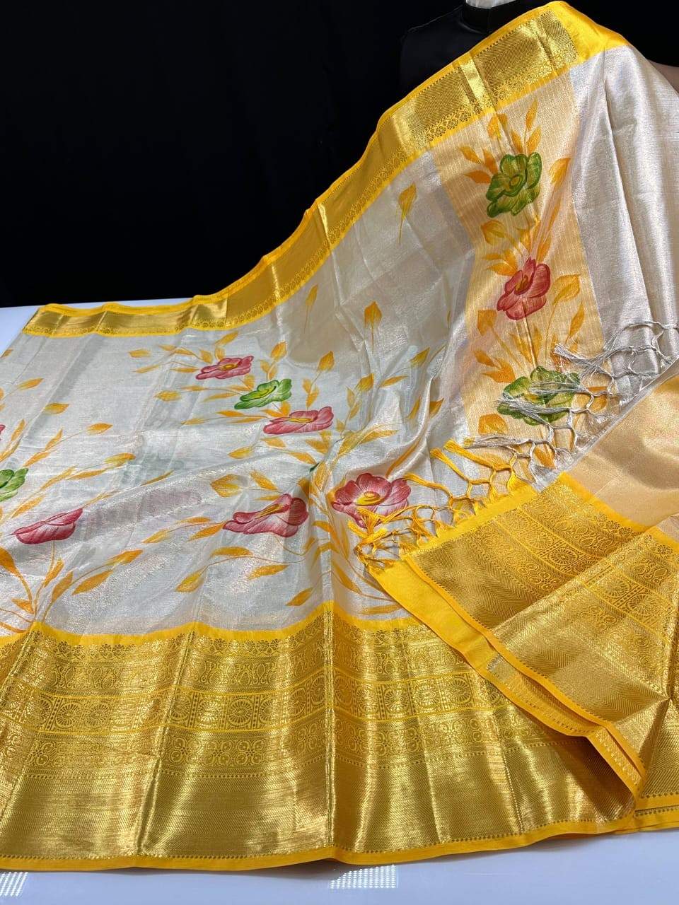 Hand Painted Banarasi Tissue Silk Sarees