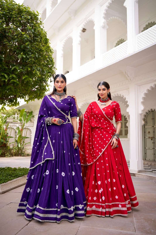Chanderi Bhandini Lehengas