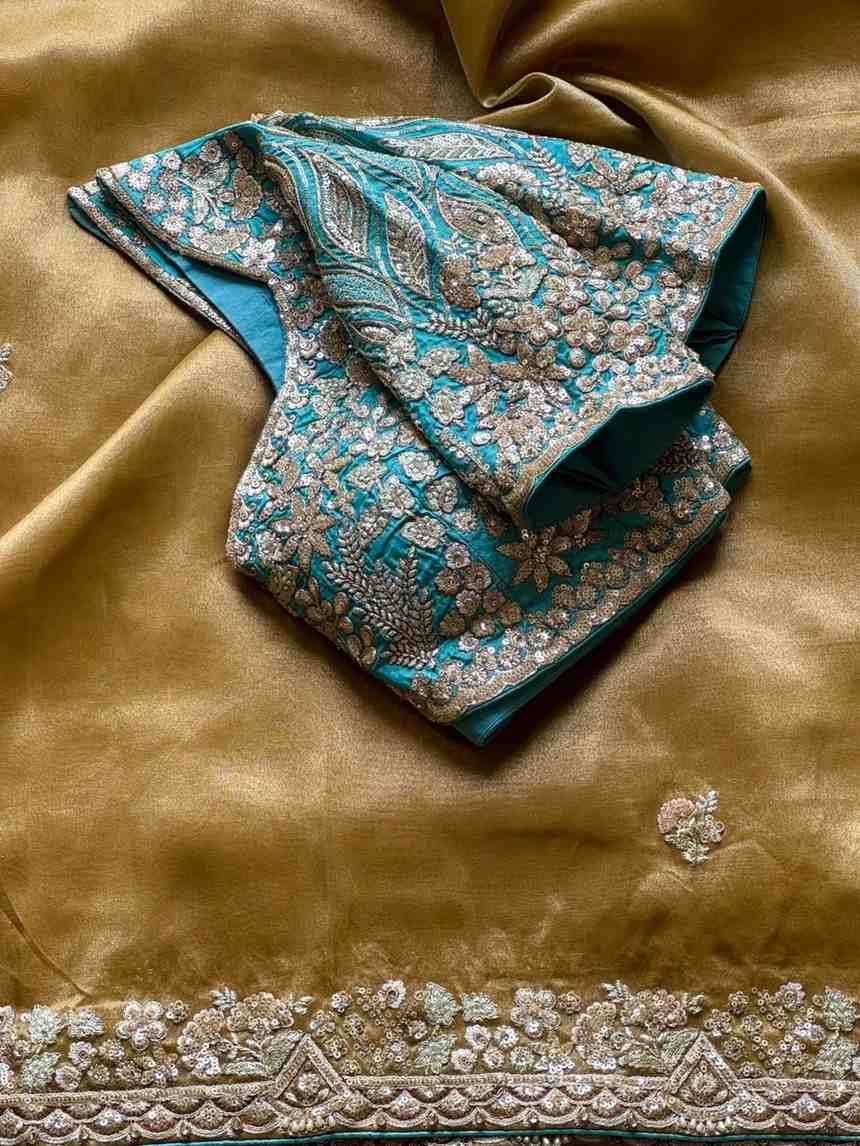Fancy nylon tissue crepe sarees by Arhas Couture
