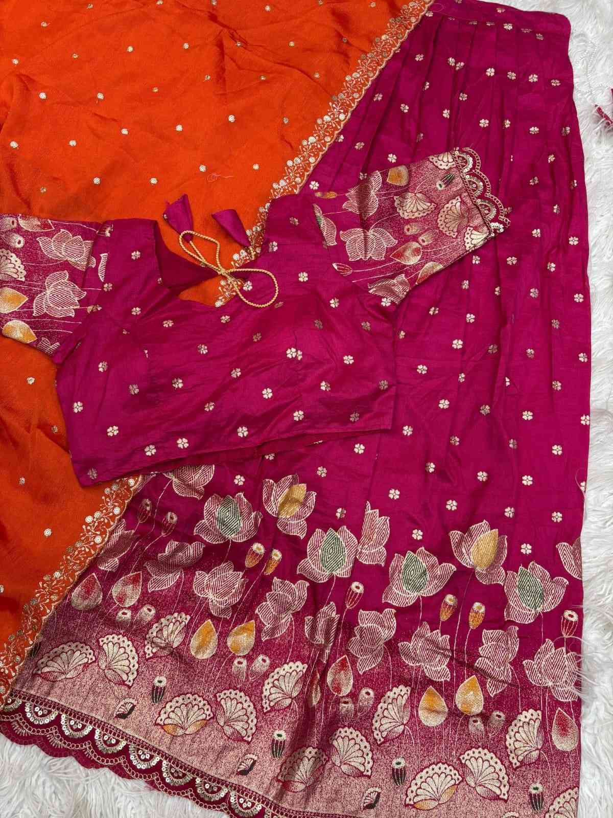 Jaquard Cut Work Lehengas