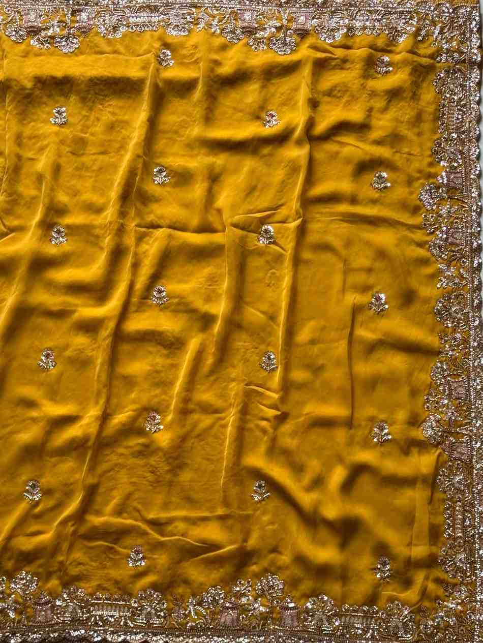 Fancy nylon tissue crepe sarees by Arhas Couture