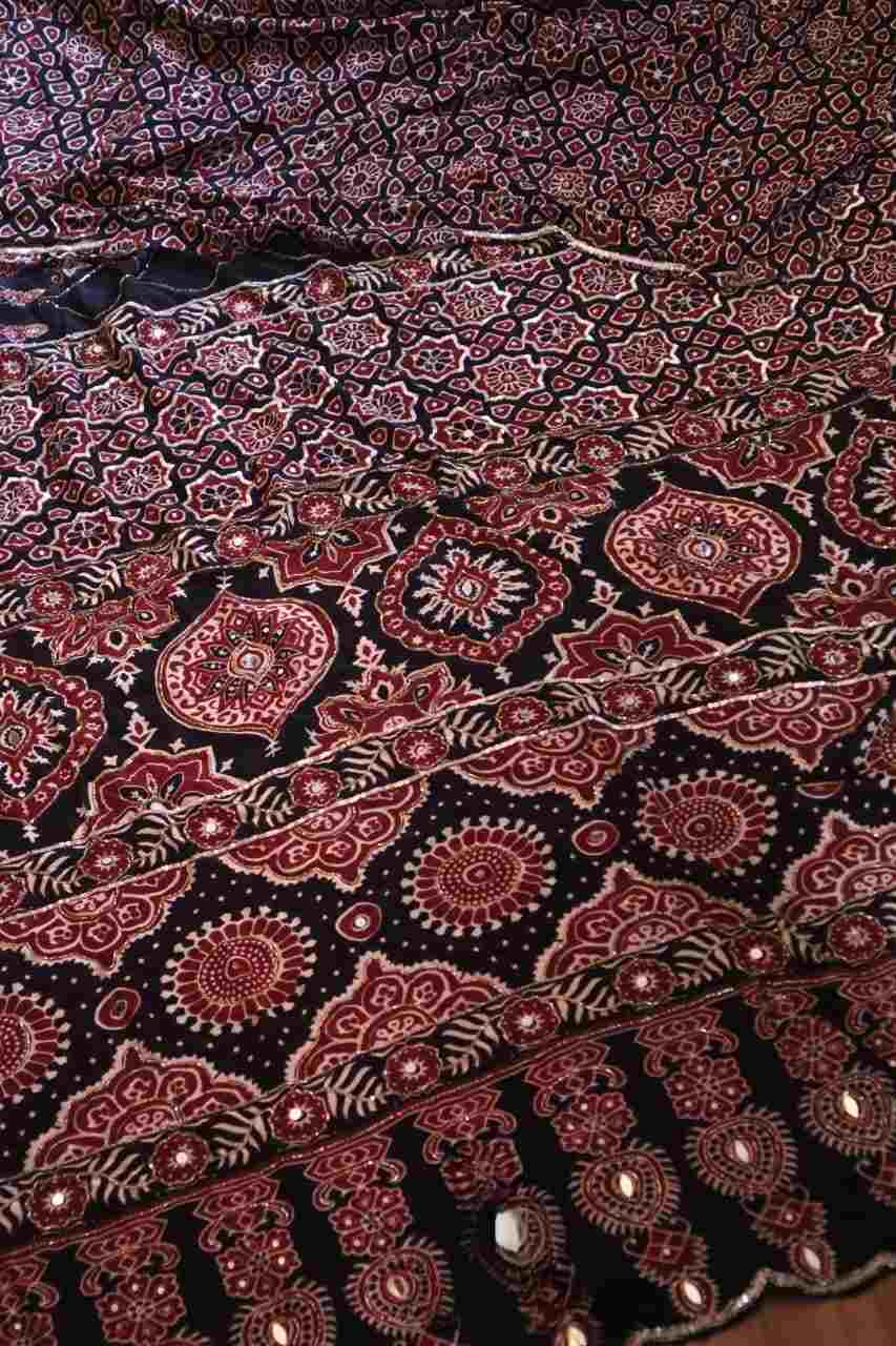 Heritage Ajrakh Cutdana Saree