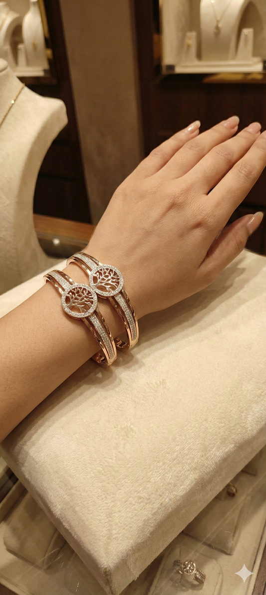 Tree of Life Diamond-Finish Bangles