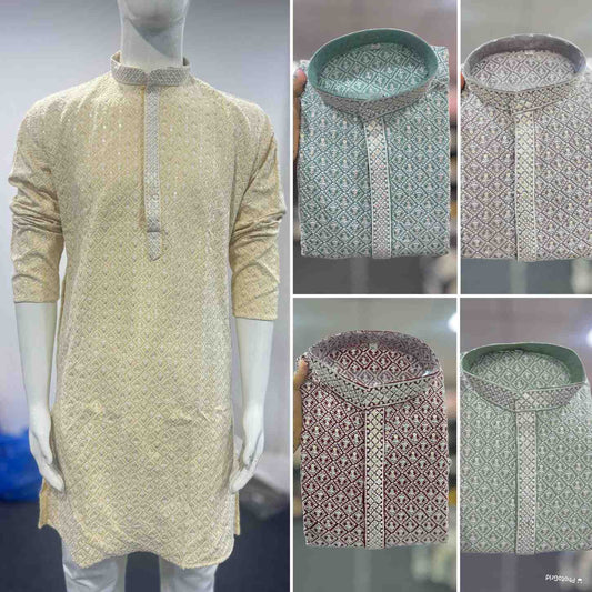 Men's Chickenkari Rayon Kurta Sets