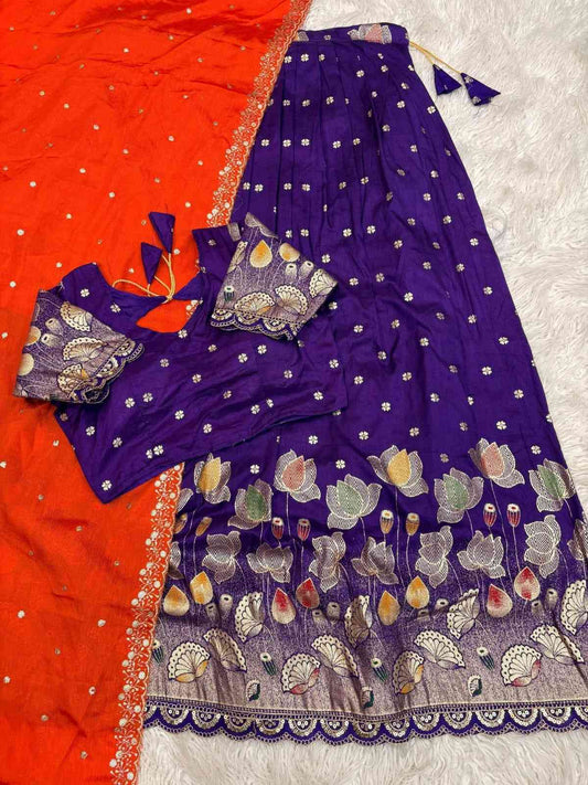 Jaquard Cut Work Lehengas