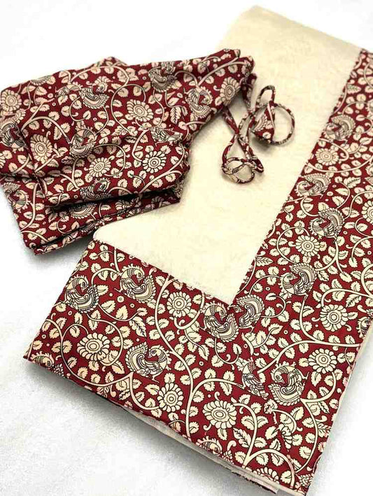 Fancy Chanderi cotton saree with Pichwai Kalamkari border – Arhas Couture