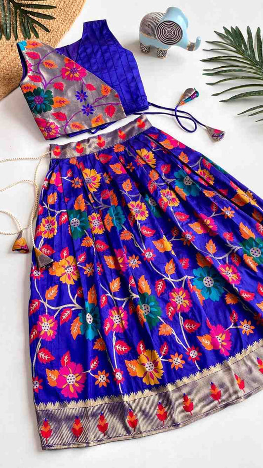 Kids silk blend lehenga – 8 colours – 1 to 15 years – Arhas Couture