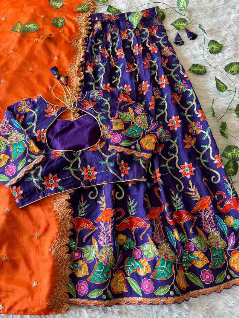 Kids Viscose Dola silk lehengas by Arhas Couture