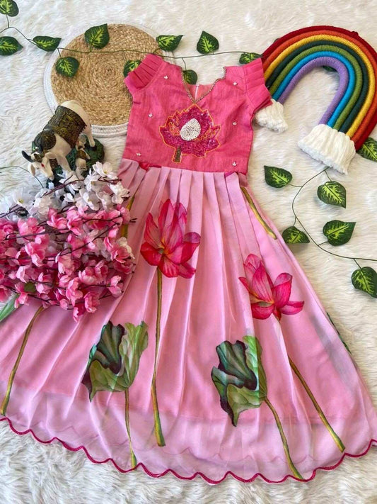 Kid’s Handwork Banglori Silk Lehangas